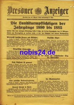 Dresden special sheet Dresdner Gazette 1914