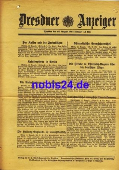 Dresden Sonderblatt Dresdner Anzeiger 1914