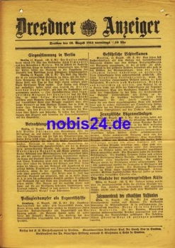 Dresden Sonderblatt 1914 Dresdner Anzeiger
