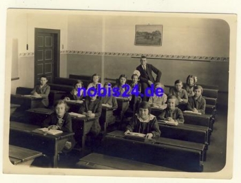 School class in the classroom real photo about A5 around 1940