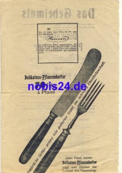 Delikatess Pflanzenbutter Harrsen Werbezettel
