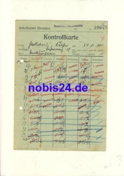 Dresden control card from the employment office 1931