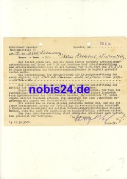 Dresden letter from the employment office 1931