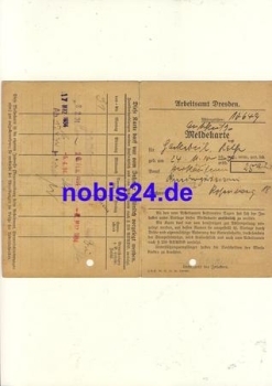 Dresden Meldekarte Arbeitsamt 1934