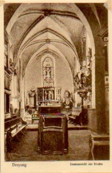 06722 Droyssig Innenansicht der Kirche Altar *ca. 1930