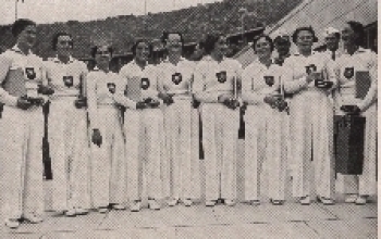 Olympic Games 1936 The German gymnasts after the award ceremony, collective picture, no AK