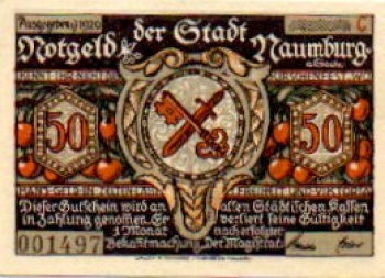 06618 Naumburg city emergency money 50 pfennig coat of arms 1920