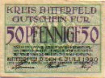 06749 Bitterfeld city emergency money worth 50 pfennigs 1920