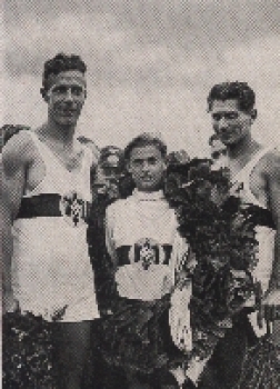 Olympic Games 1936 Gustmann and Adamski with helmsman Arend collective picture, no postcard