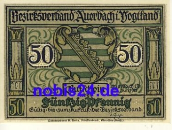 08209 Auerbach Emergency money 50 pfennigs 1921