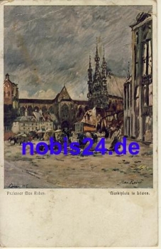 Leuven Marktplatz artist card Max Rabes o 1917