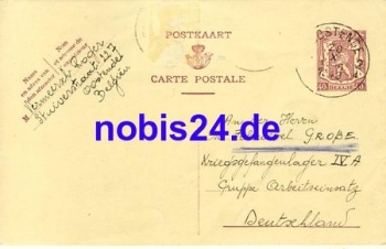 Ganzsache Belgien o 1940