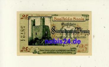 07318 Saalfeld emergency money 25 pfennigs 1921