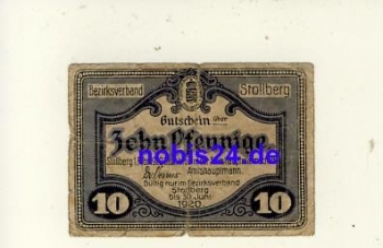09366 Stollberg emergency money 10 pfennigs 1920