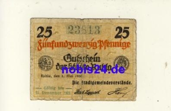 99842 Ruhla Notgeld 25 Pfennige 1920