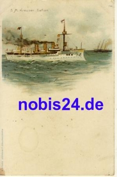 S.M. Cruiser "Gefion" warship Litho *ca.1900
