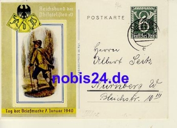 Stamp Day postal stationery o 1940 P 288 Danzig
