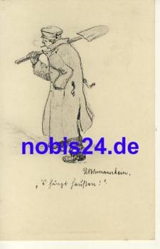 Soldat mit Schaufel 1.Weltkrieg Künstlerkarte *ca.1915