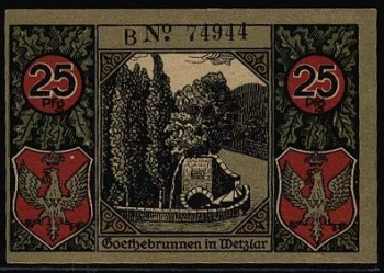 35576 Wetzlar Notgeld  25 Pfennige 1920