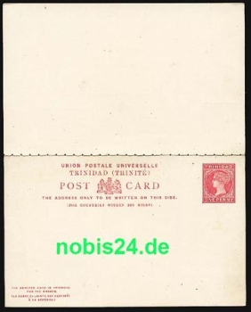 Trinidad postal stationery with reply card *approx. 1890