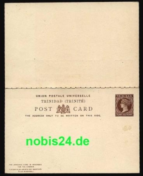 Trinidad postal stationery with reply card *approx. 1900