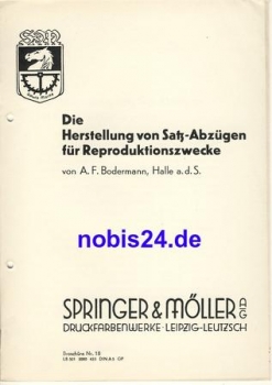 The production of set deductions for reproduction purposes No. 18 Springer & Möller Leipzig ca. 1950 booklet 8 pages, punched