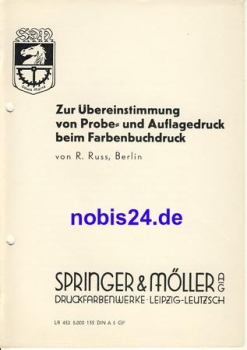 To match the sample and edition print at the color letterpress Springer & Möller Leipzig ca.1950 booklet 8 pages, punched,