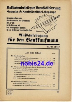 Course bank clerk letter 19/20 around 1942 booklet 30 pages