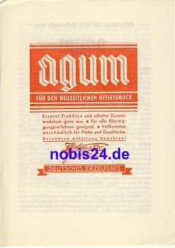 Agum offset printing Klotzer Leipzig around 1950, 3-page leaflet