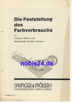 The determination of color consumption Springer & Möller Leipzig ca.1950 issue 16 pages, punched