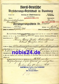 North German Insurance Hamburg 1918 note Din A4