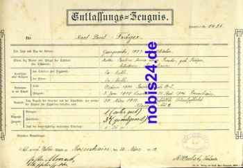 Rosenhain school discharge certificate *1912