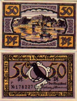 06217 Merseburg city emergency money value 50 pfennigs Duke Christian 1921