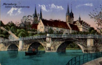 06217 Merseburg Schloss mit Waterloobrücke o 14.11.1916