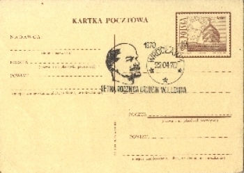 Poland GS with stamp on the occasion of W.I. Lenin's 100th birthday