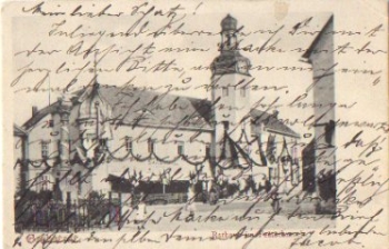 06347 Gerbstedt Town Hall in festive decorations *approx. 1900