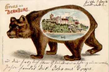 06406 Bernburg Castle Litho with bears o 30.12.1902