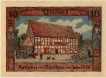 06484 Ditfurt Städtenotgeld 10 Pfennige Rathaus und Spilhaus von 1330 1921