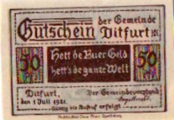 06484 Ditfurt city emergency money 50 pfennigs 1921