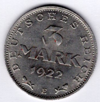 3 Mark 1922 E Weimar Republic Constitution Day
