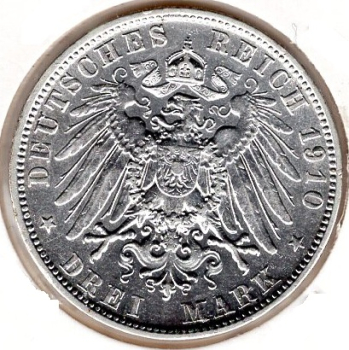 3 Mark Bavaria 1910 Otto Silver Coin