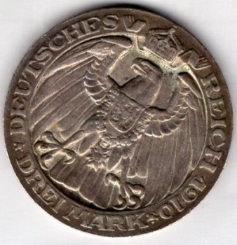 3 Mark Prussia 1910 100 Years of the University of Berlin Silver Coin