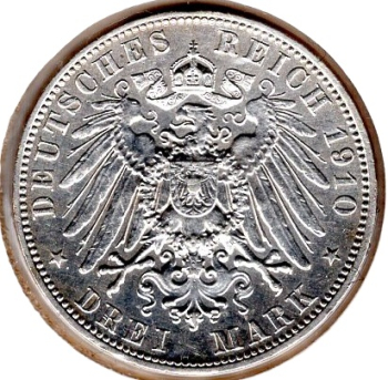 3 Mark Sachsen 1910 Friedrich August Silbermünze