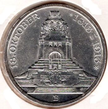 3 Mark Saxony 1913 Monument to the Battle of the Nations