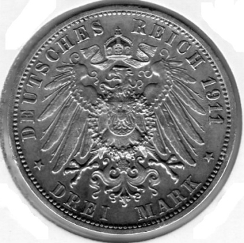 3 Mark Württemberg 1911 for a Silver Wedding Anniversary