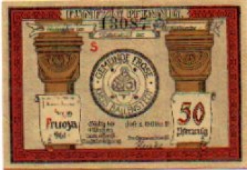 06464 Frose city emergency money 50 pfennigs pillar heads monastery church 1921
