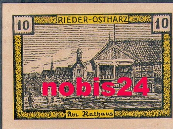 06507 Rieder-Ostharz city emergency money worth 10 pfennigs at the town hall 1921