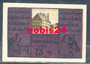 06502 Neddersleben Städtenotgeld Wert 75 Pfennig 1921