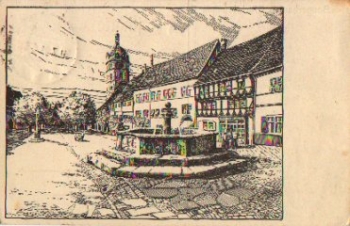 06526 Sangerhausen, market fountain, artist card o July 31, 1919