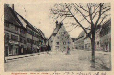 06526 Sangerhausen, Markt mit Rathaus o 18.7.1915